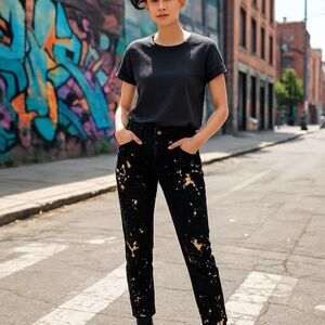 Ralph Lauren Black Label Black and Tan Straight Leg Jeans